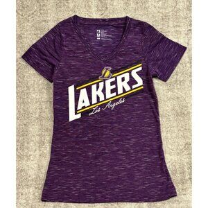 NBA Los Angeles Lakers Women's V-Neck Shirt M Purple Short Sleeve